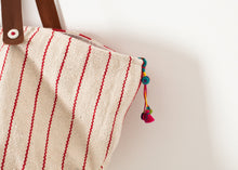 Load image into Gallery viewer, Woven Oversized Tote in Red Stripe